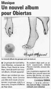 L'Avenir de l'Artois (20/01/2011)